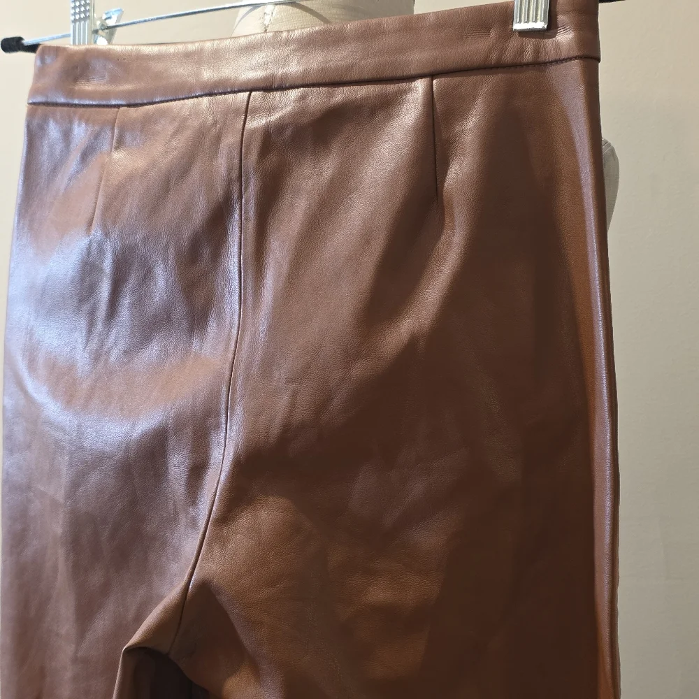 Zara Brown Faux Leather Leggings/Pants.  Size Small - Picture 6 of 6